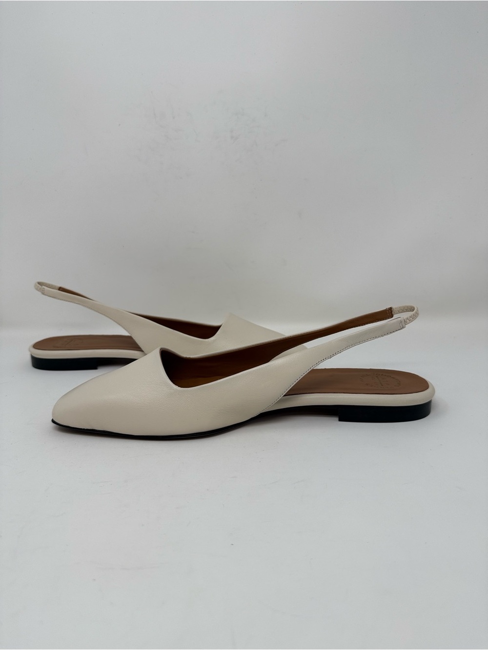 New ATP Atelier Plesio Flat Slingback Linen Leather Sz 10 - Picture 11 of 14